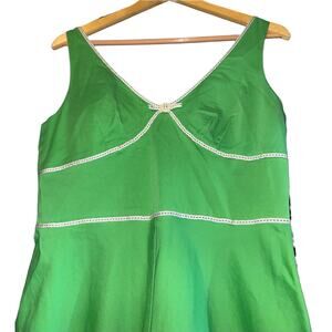 Vintage R&K Rockabilly Halter Dress Womens Size 14 Kelly Green Smocked Back 50s